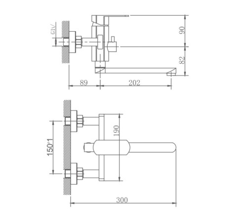 Смеситель для ванны Haiba HB60806, сталь