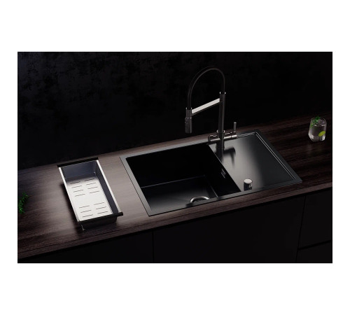 Кухонная мойка Ulgran Steel 780x500, вороненая сталь