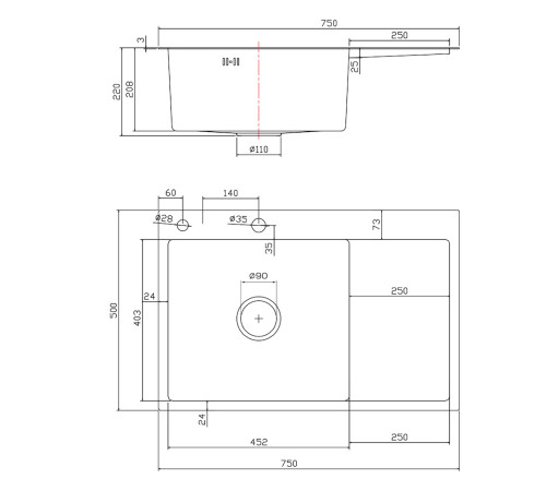 Мойка для кухни Fmark FSC7550C-L, матовое золото