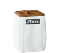 Стакан для ванной комнаты FIXSEN WHITE WOOD FX-402-3, белый/коричневый