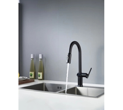 Смеситель для кухни с индикатором температуры Knotlor KN-100/BL, черный
