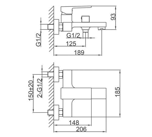 Смеситель для ванны FRAP F3291-26, черный
