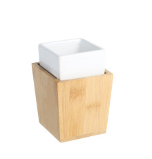 Стакан для ванной комнаты FIXSEN WOOD FX-110-3, белый/коричневый