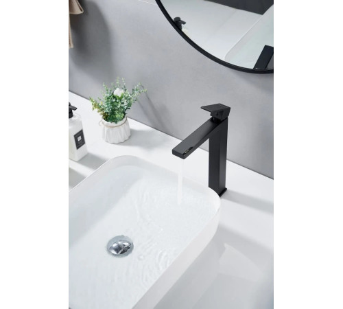 Смеситель для раковины высокий Knotlor KN-24/BL, черный