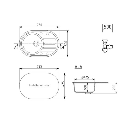 Кухонная мойка Ulgran Quartz Nora 750-04, платина