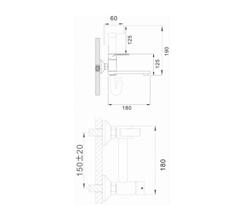 Гигиенический душ со смесителем и изливом D-Lin D181202-A, черный