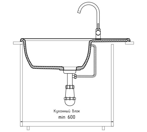 Кухонная мойка GranFest VERTEX 780L, графит