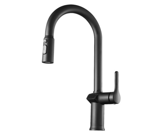 Смеситель для кухни с выдвижным изливом и дисплеем Esko Kitchen K15B LED, черный
