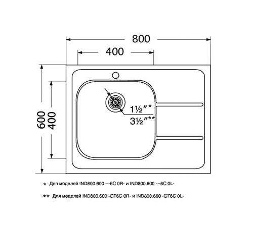 Кухонная мойка UKINOX Иннова IND800.600 -GT6C 0L-, 60*80