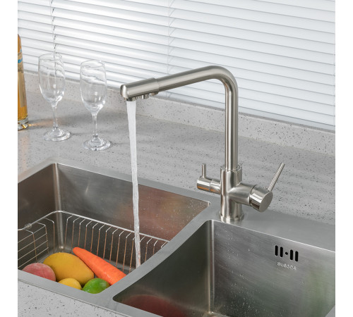 Смеситель для кухни с подключением фильтра FRUD R43053-5, сатин