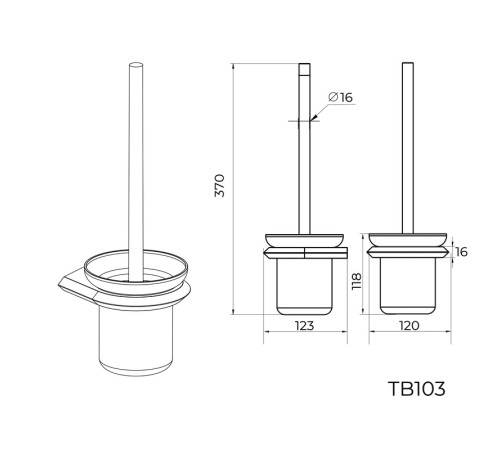 Ершик для унитаза Knotlor TB103GM, оружейная сталь