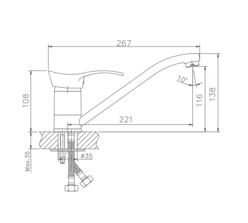 Смеситель для кухни Haiba HB4401, хром