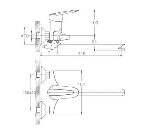 Смеситель для ванны Haiba HB2207, хром