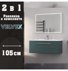 Тумба с раковиной подвесная Velvex Posse tp.POS.OSK.105.1Y верде, 105 см