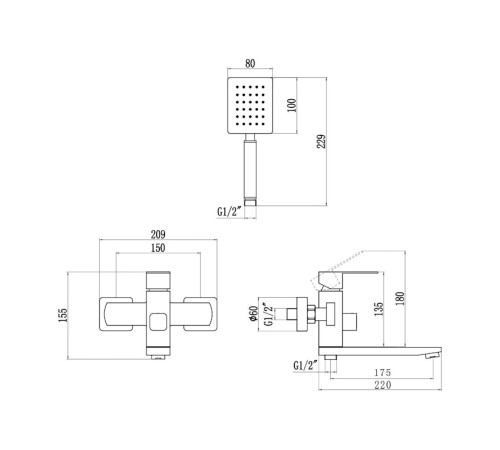Смеситель для ванны Fmark FS8104H, черный