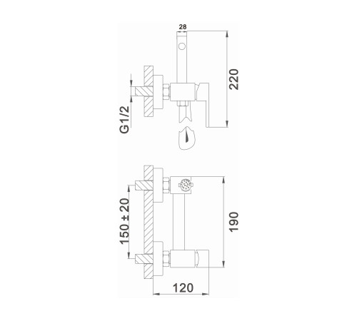 Гигиенический душ со смесителем D-Lin D180202-S, графит