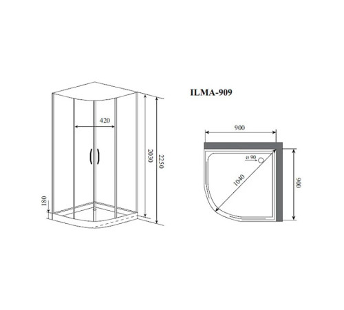 Душевая кабина Timo Premium ILMA ILMA909, 90x90x222