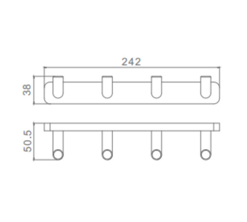 Планка с 4 крючками Raglo R320.054, хром