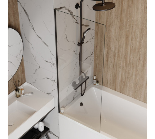 Шторка на ванну 60x140 Maretti Project Black PB41F6014099, черный профиль