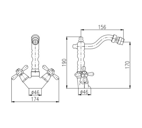 Смеситель для биде Rav Slezak MORAVA MK520.5/9SM, бронза