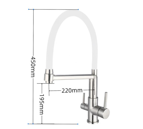 Смеситель для кухни с гибким изливом и подключением фильтра Esko Kitchen K26 W, сатин/белый