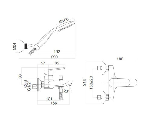 Смеситель для ванны Webert Sax Evolution SE850101740, белый
