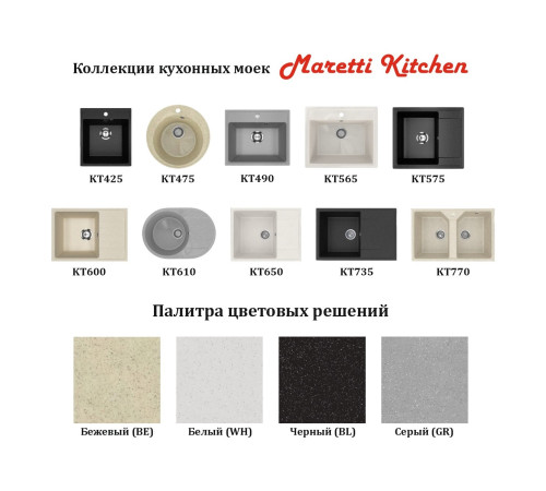 Кухонная мойка Maretti Китчен KT610-BL, черный