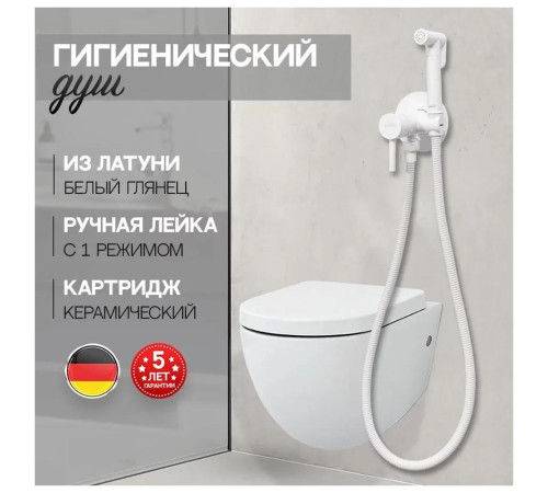 Гигиенический душ со смесителем встраиваемый Hansberge H3099WW, белый