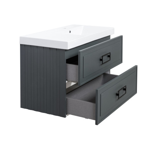 Тумба под раковину подвесная La Fenice Cubo TWIN FNC-01-CUB-G-90-2, серо-зеленая