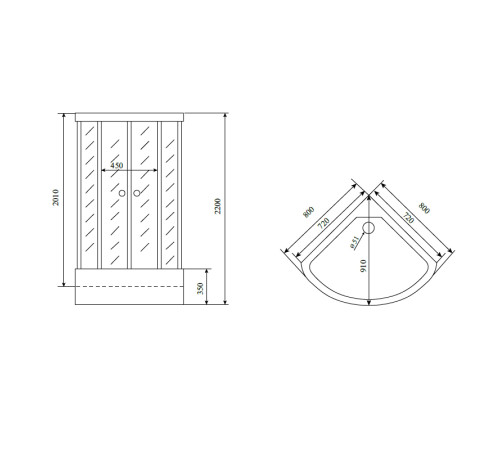 Душевая кабина Timo Comfort Clean Glass T-8880C, 80x80x220