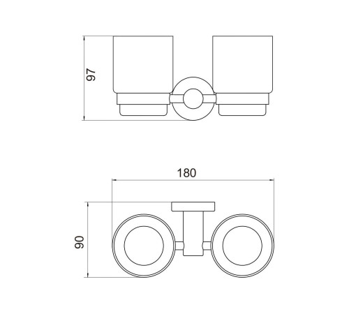 Стакан для ванной комнаты двойной Savol S-005668Q, графит