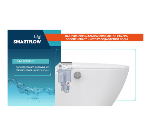 Умный унитаз SMARTFLOW безободковый с микролифтом SMF3017T-WH, белый