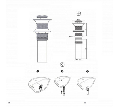 Донный клапан Bravat P6443BW-ENG, черный