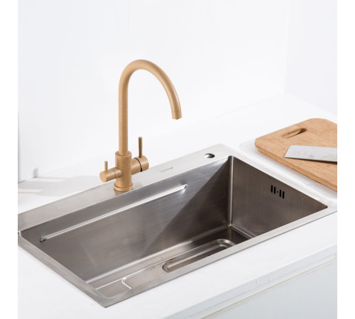 Смеситель для кухни с подключением фильтра FRAP F43899-41, бежевый