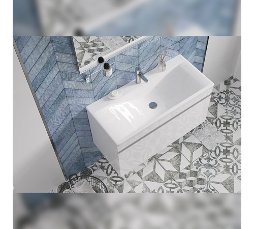 Тумба под раковину подвесная Velvex Pulsus tp.PUL.PUL.100.1Y белый глянец, 100 см