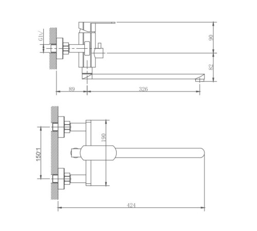 Смеситель для ванны Haiba HB22806, сталь