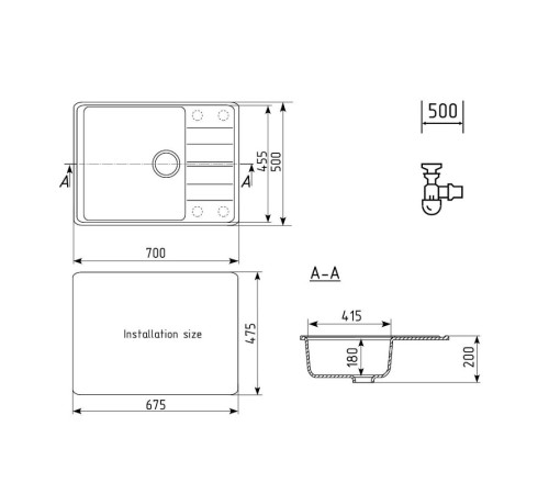 Кухонная мойка Ulgran Quartz Prima 700-09, мокрый асфальт