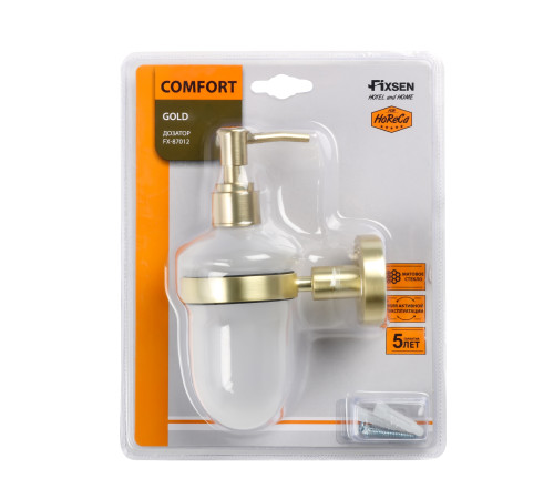 Дозатор жидкого мыла FIXSEN COMFORT    GOLD FX-87012, матовое золото