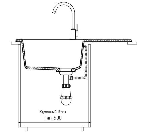 Кухонная мойка GranFest RONDO 750L, иней