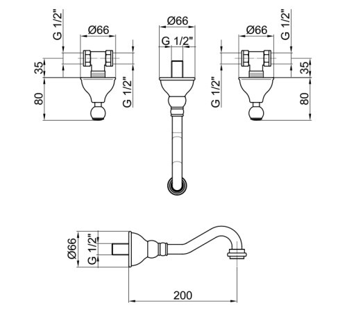 Смеситель для раковины Webert Dorian DO750404010, золото