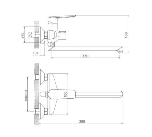 Смеситель для ванны Haiba HB22198, хром