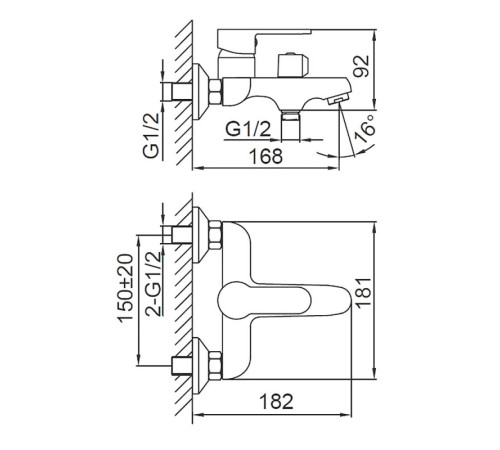 Смеситель для ванны FRUD R32157-6, черный