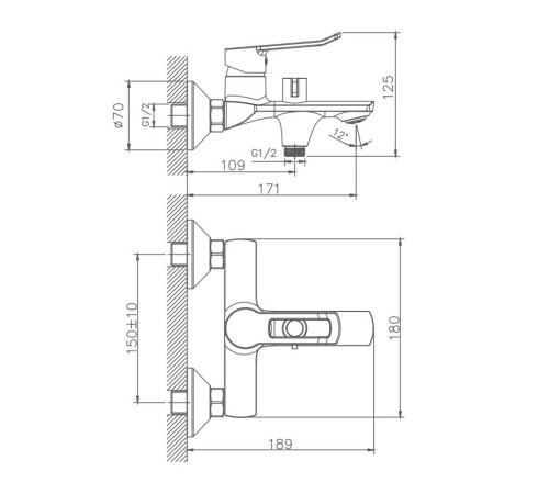 Смеситель для ванны Haiba HB60556, хром