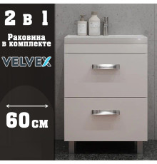 Тумба с раковиной напольная Velvex Orlando tn.ORL.CLA.60.2Y белый матовый, 60 см