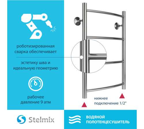 Полотенцесушитель водяной Stelmix 60x40 см, дуга
