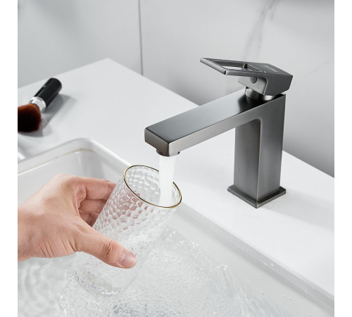 Смеситель для раковины Raffine F0196T, оружейная сталь