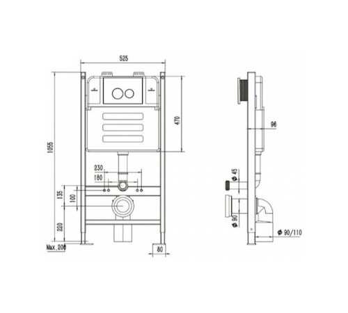 Инсталляция для подвесного унитаза Maretti AC11P5014, без клавиши