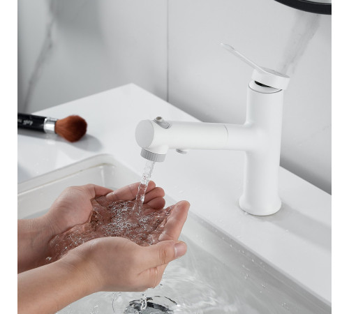 Смеситель для раковины многофункциональный Raffine F281C, белый