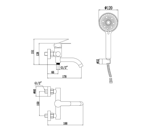 Смеситель для ванны Fmark FS8206A, хром