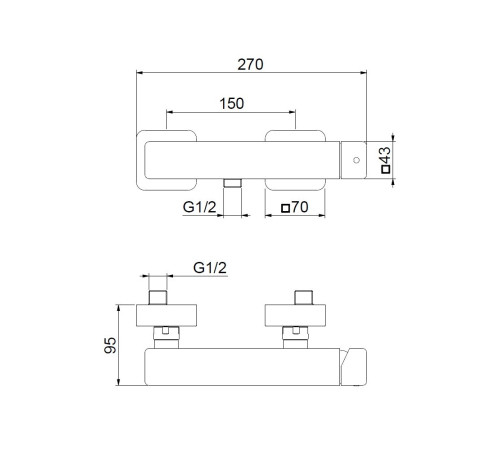 Смеситель для душа Webert ONE-X OX870102560, черный